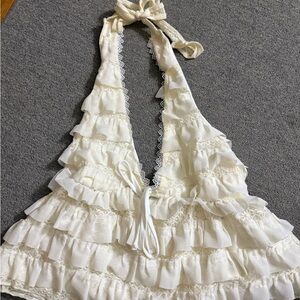 SHEIN White Ruffled Halter Top